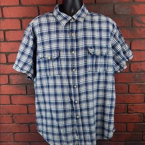 Timberland Men’s XXL Blue Plaid Button-Up Shirt — Casual, Outdoor, Everyday Wear